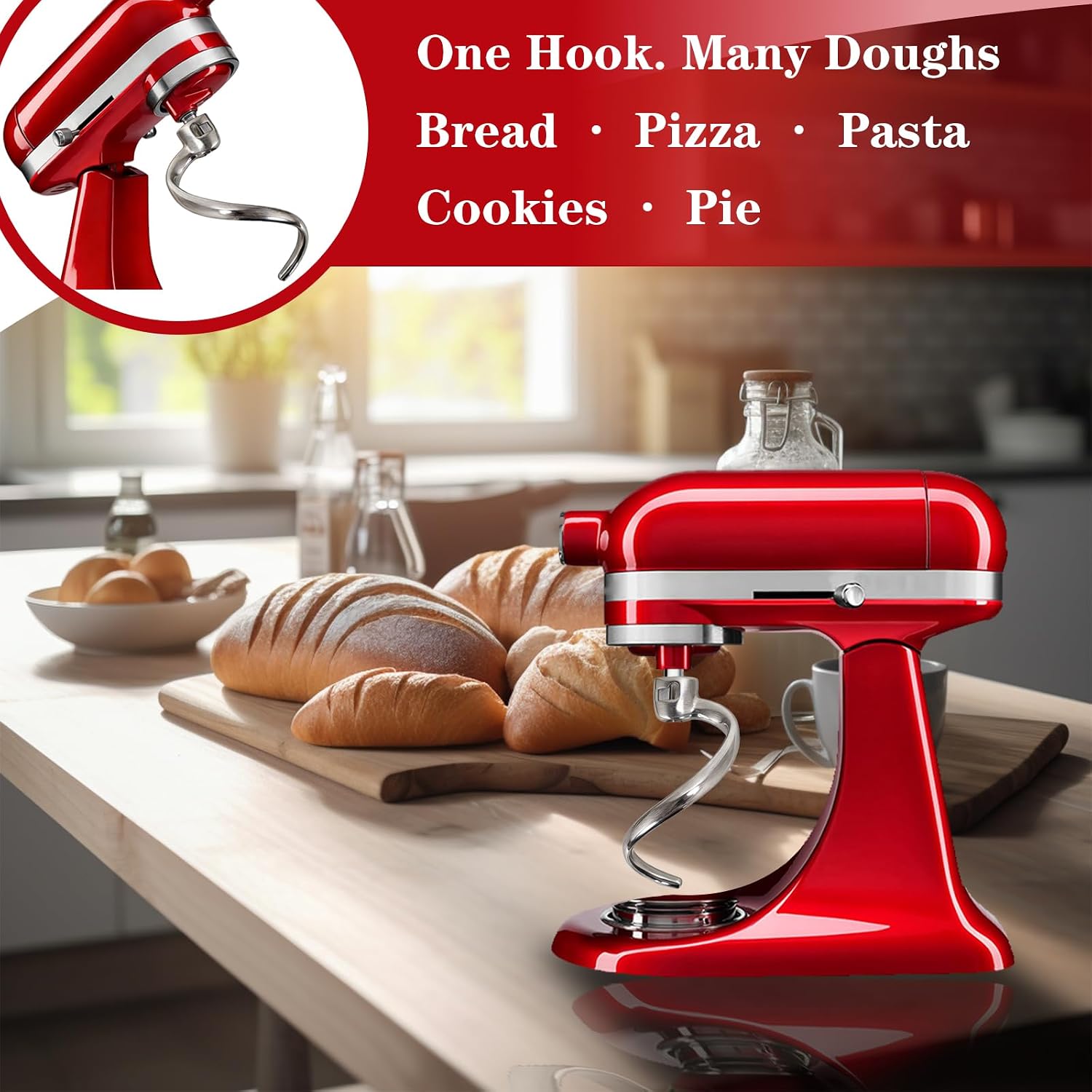 Kitchenaid Mixer Hand Mixer - Stainless Steel Spiral Dough Hook for