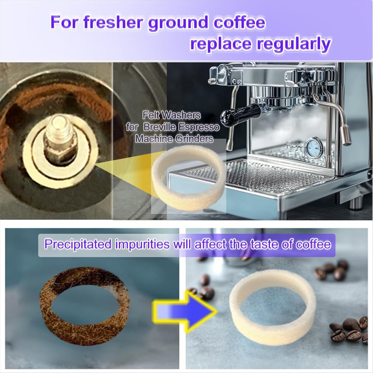 (A64E) 6Piece Felt Washer Repl - Breville Espresso Bes870 recension och pris