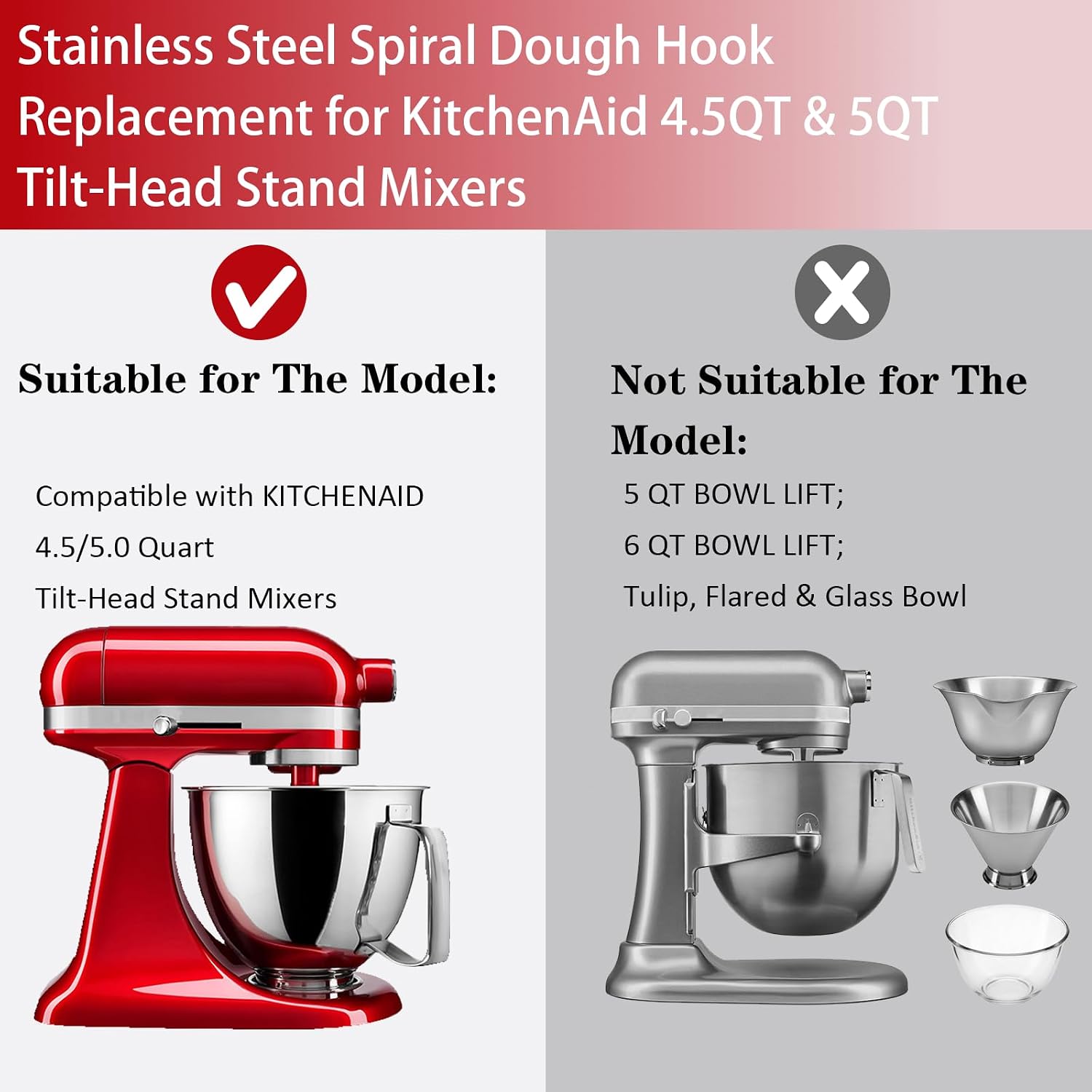 Stainless Steel Spiral Dough H - Kitchenaid Mixer Hand Mixer recension och pris