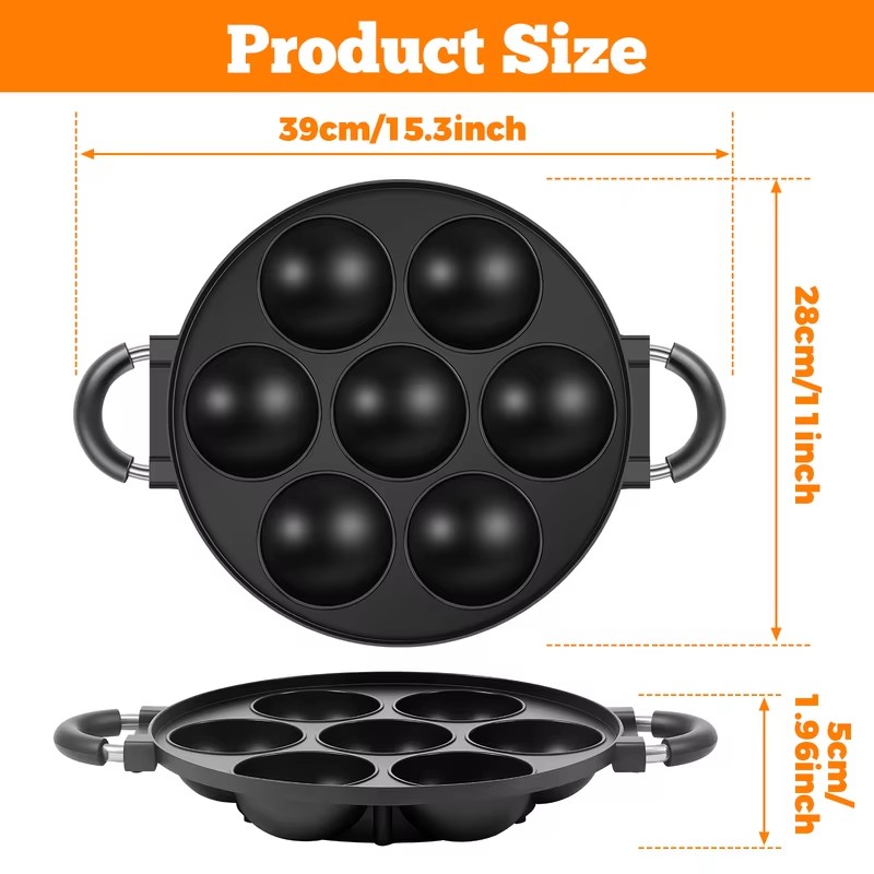 7-Cavity Aluminum Takoyaki Pan - Takoyaki Grill Plate recension och pris