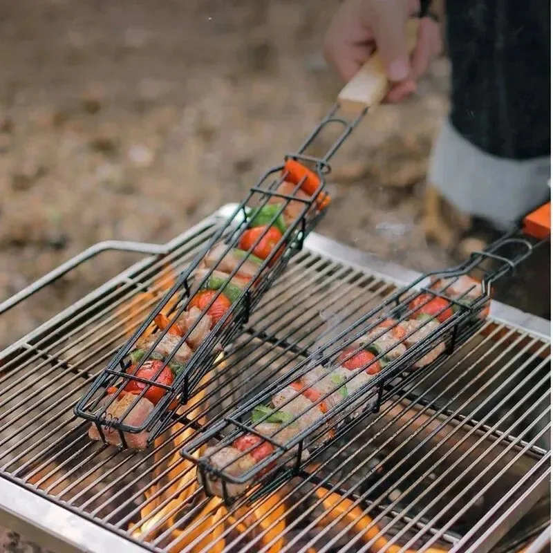 Wooden Handle BBQ Grilling Bas - Corn Dog Stick recension och pris
